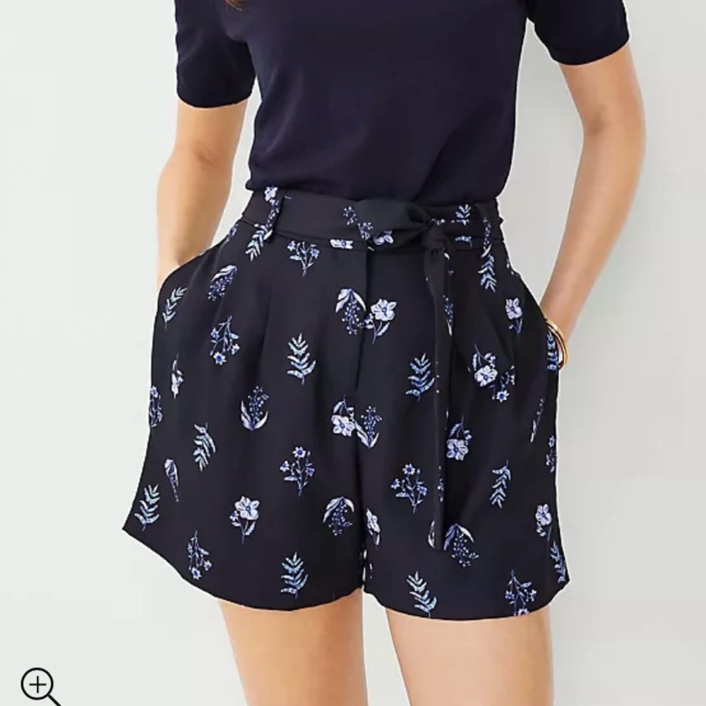 Ann Taylor Blue High Waist Floral Shorts